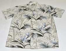 Paradise Found Hawaiian Aloha Shirt Men's Small Floral Short Sleeve Stained