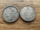 US Morgan Silver Dollars 2 coins circulated details Pre 1904 Lot M3