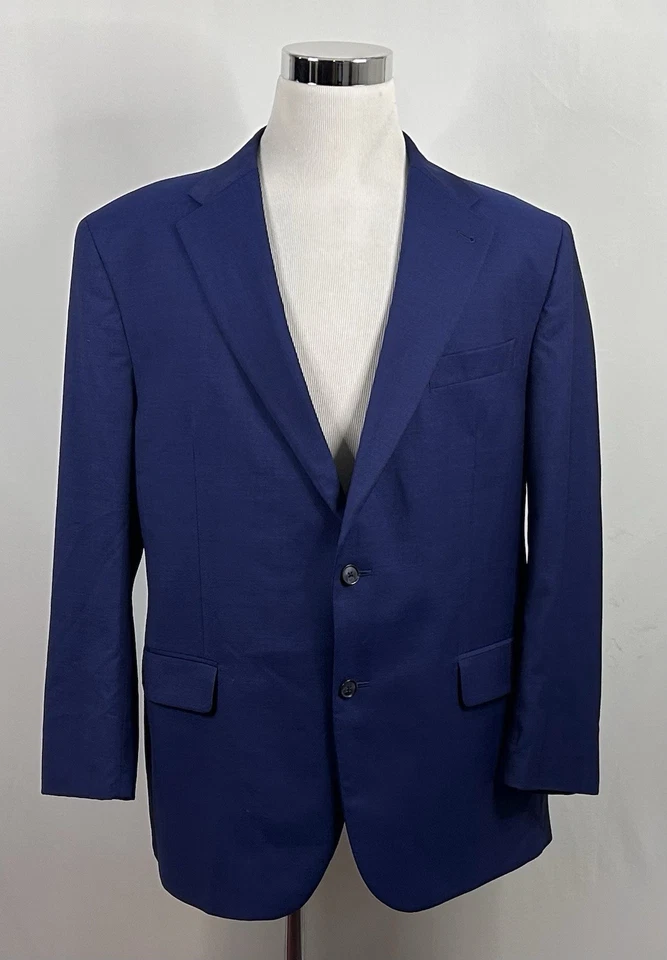 Joseph Abboud 48R Suit 40x29 Flat Front Marzatto Wool Blue Two Button Vented - Image 2 of 4