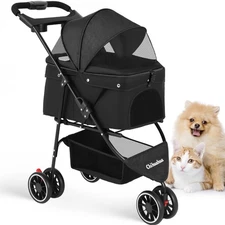 Pet Stroller,Dog Stroller for Small Medium Dogs Cats,3 Wheels,Foldable,with B...