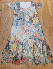 HUDSON & ONSLOW Floral Chiffon Maxi Dress Sz 18 Occasion Wedding Fluted Sleeve
