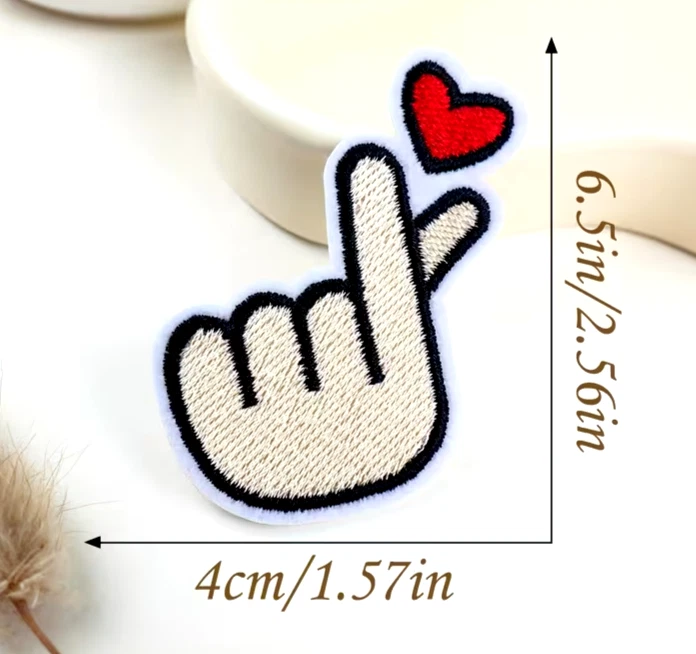Iron-On Applique Finger Heart 2 +5/8 x 2 1/2 inch - Image 2 of 4
