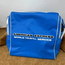 VTG American Express Blue Bag USA Made World Travel Service WORN See Pics