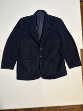 LL Bean Vntg Insulated Blazer Navy Blue Wool Jacket Thinsulate USA Made Size M