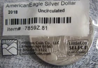 2018 American Eagle Walking Liberty 1 oz Silver Dollar Coin, Uncirculated. Littl