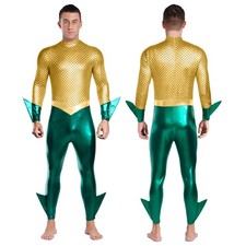 US Mens Bodysuit Movie Cosplay Slim Fit Rompers Metallic Uniforms Rave Jumpsuit