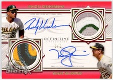 Rickey Henderson Mark McGwire 2022 Definitive Dual Patch Auto Card #DAR-HMC 1/1