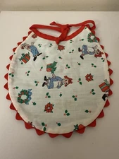 Vintage Raggedy Ann & Andy Reversible Baby Bib Candy Cane Christmas Handmade
