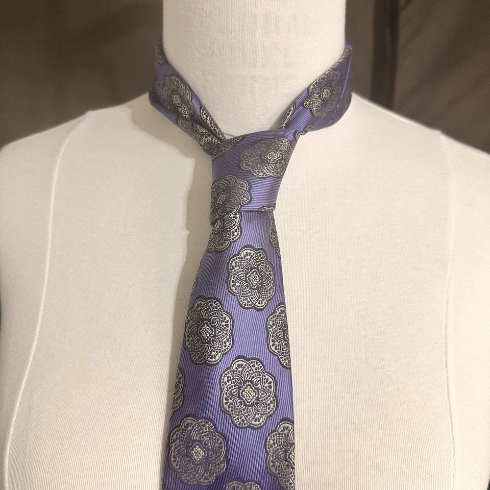 Corbata de Seda Nick Cannon Azul Geométrica Multicolor Oficina Clásica Fiesta Foto 3 de 4