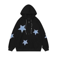 Cute Hoodie Women Men,Star Graphic Zip Up Hoodies Oversize Sweatshirt Harajuk...