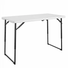 4-Ft. Folding Table, White Resin Top, Adjustable Height - 14-488-WSP2TV