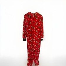 Holiday Family Unisex Reindeer Christmas Hooded Zip Fleece One-Piece PJ small