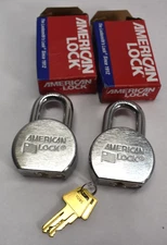 2 Pack American Lock A7000KA Padlock 7/16 Shackle 1-1/6 H Heavy Duty w 2 Key