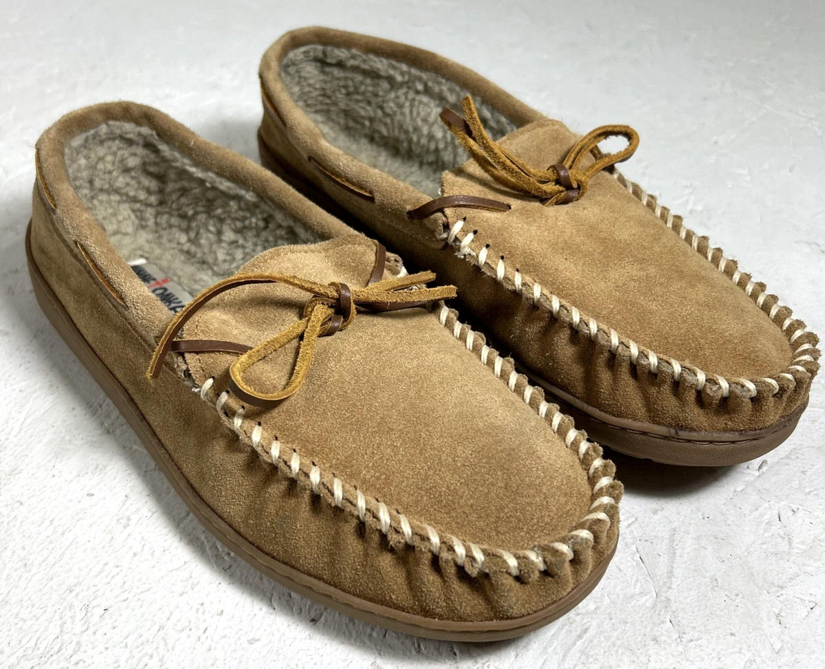 Minnetonka Slippers Mens 11 Casual Slip On Lined Moccasins Flats Brown Suede Minnetonka Moccasin Slippers for Men 11 US Shoe for sale | eBay main image 4