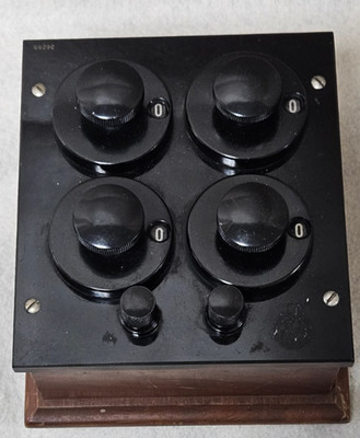 Vintage Rubicon Variable Decade Resistance Box; works well. Pre-1952.