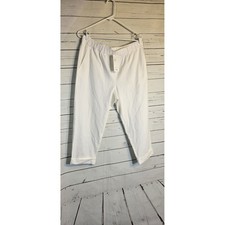 Eileen Fisher White Organic Cotton Stretch Jersey Cropped Pants Medium NEW