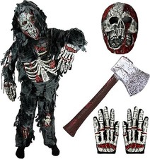 3T Spooktacular Creations Kids Scary Zombie Costume Mask, Gloves, Pants, Shirt