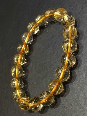 Natural Gold Rutilated Quartz Crystal Round Beads  bracelet  AAAAA