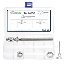 Shoulder Eye Bolt with Washers & Nuts (M12x120mm) 1Set, 316 Stainless Steel