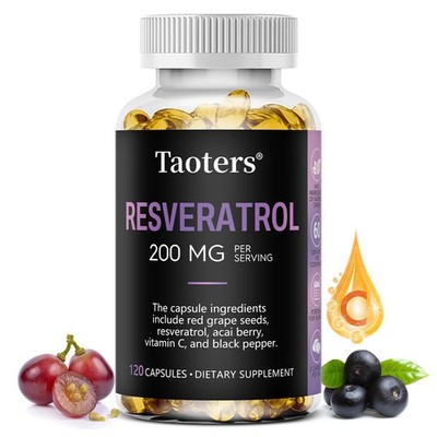 Resveratrol 200mg-Cellular Protection Antioxidant,Vibrant&Young Skin,30-120 Caps