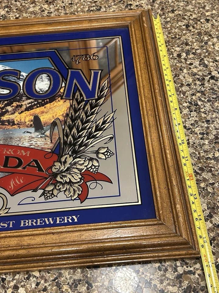 Letrero espejo vintage Molson Beer Ale importado Canadá 16x20 enmarcado barra letrero AD Foto 4 de 4