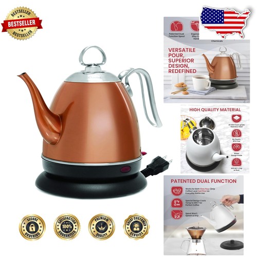 304 Stainless Steel Copper Kettle: Fast Heating, 32 oz Cordless Design