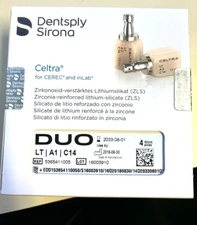 NEW Celtra Duo Blocks for CEREC and inLab, 4/PKG - DENTSPLY LT A1 C14- Shade A 1
