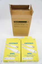 2-Pack New Connect Onn Braided Lightning To USB-C Cable 6' MFi-Certified