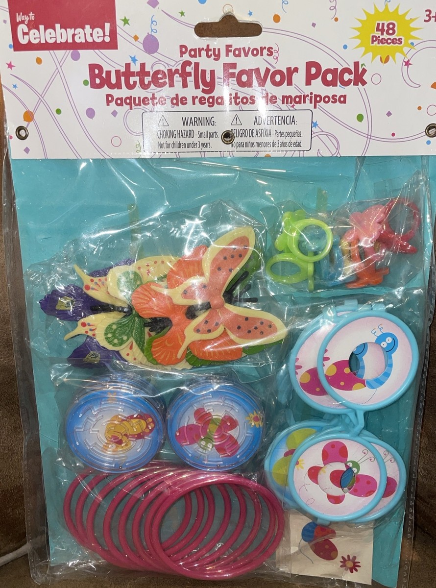 BUTTERFLY PARTY FAVORS 48pcs AGES 3+ KIDS BIRTHDAY WAY TO