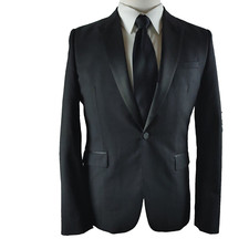 H M Slim Fit 38R 1 Button Black Tuxedo Suit Blazer