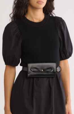 Kate Spade Bow Tie leather belt bag Fanny Pack ~NWT~ Black L  display picture 3