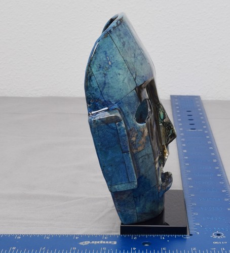 Vintage Mexican Aztec Mayan Abalone Sodalite, Ceremonial Burial Mask 7" - Picture 4 of 7