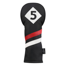 Majek Retro Golf 5 Fairway Wood Headcover Black Red White Vintage Leather Style