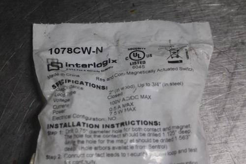 GE/Interlogix 1078CW-N White Magnetic Recessed Steel Door position Switch, NEW