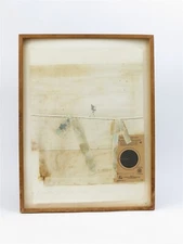 1978 Framed Carol Anthony Mixed Media Artwork "Another Clothesline Target"
