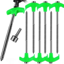 LOZAGU 6-Pack Screw in Tent Stakes Heavy Duty, 8”Drill in Style Ground Anchor..