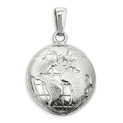 Massiver 18K Weißgold Kugel Anhänger, Gold Welt Anhänger Erde