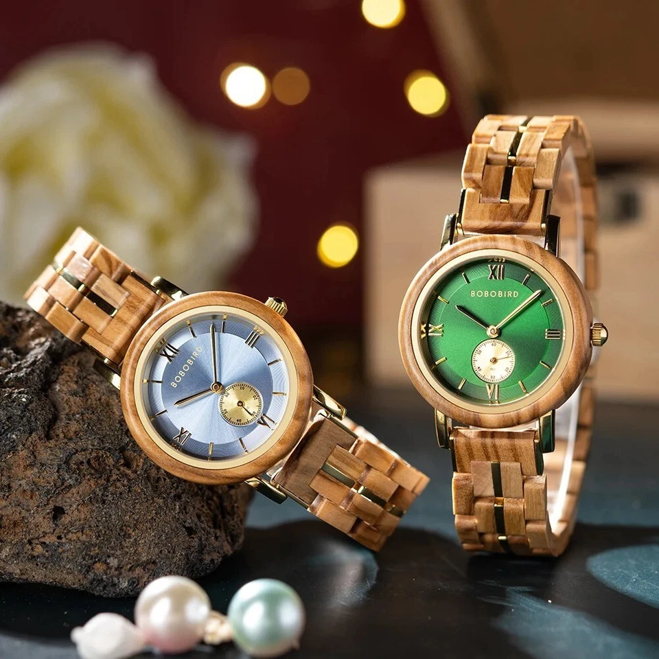 Reloj pulsera de madera con estilo de lujo para mujer reloj de madera caja de regalo de madera Foto 4 de 4