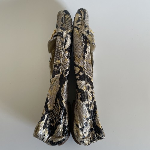Mocasines de conducción Kate Spade sin cordones cadena dorada talla 10 piel de serpiente cuero - Imagen 9 de 17