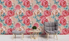 3D Floral Pattern Wallpaper Wall Mural Removable Self-adhesive Sticker 371
