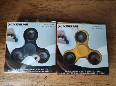 Pair of XTREME TECH Fidget Spinners Black & Yellow NIB New In Box