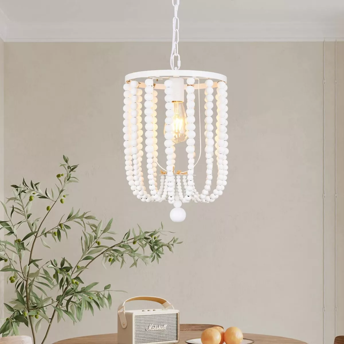 Beaded Pendant Light with Chain 9.84