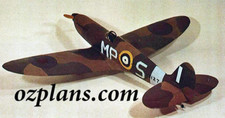 WWII Supermarine Sport Spitfire 72" WS PRINTED RC AIRPLANE MODEL PLANS TEMPLATES