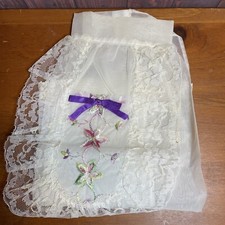 Apron Sheer embroidered pocket Apron - Hostess Half Waist 1950s Vintage Apron