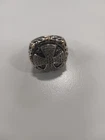 Vintage Samuel Benham BJC Pave Diamond 18k Yellow Gold & Sterling Cross Ring S 8