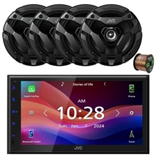 JVC KW-M695BW 6.8" WiFi Bluetooth Stereo Receiver, 4x 6.5" 300W Speakers w/Wire