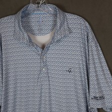 Johnnie O Polo Shirt Mens XL Blue Featherweight Geometric Golf Performance