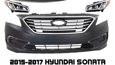 Front Bumper Cover Fascia & Grille Assembly Chrome For 2015-2017 Hyundai Sonata