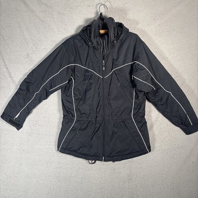 Obermeyer Ridge Line Ski Snow Jacket Women Size 8 Black Gorpcore Detachable Hood