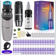 MAST Cordless Tattoo Machine Kit Rotary Pen Gun 50 Needles Ink Set Wireless Tatt